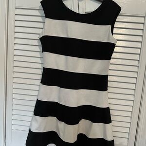 New York & Company Black and White Striped Mini Dress